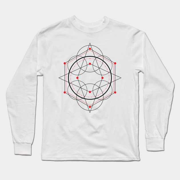 Simple red and black mandala Long Sleeve T-Shirt by Korlasx2